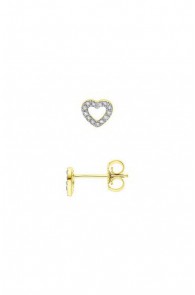 Earrings Gold Heart Diamond