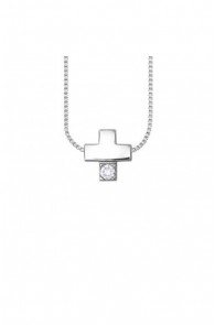 Collier Argent Croix Diamants