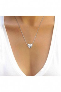 Collier Argent Diamant Sertis Cœur