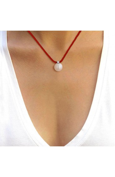 Genuine White Pearl Necklace & Diamonds