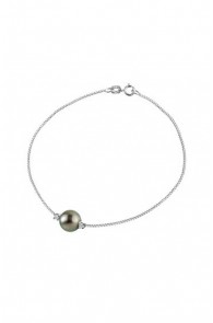 Silver Bracelet Tahitian Pearl & Real Diamonds