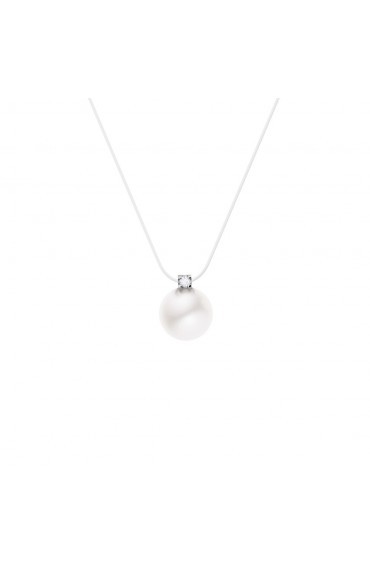 Genuine White Pearl Necklace & Diamonds